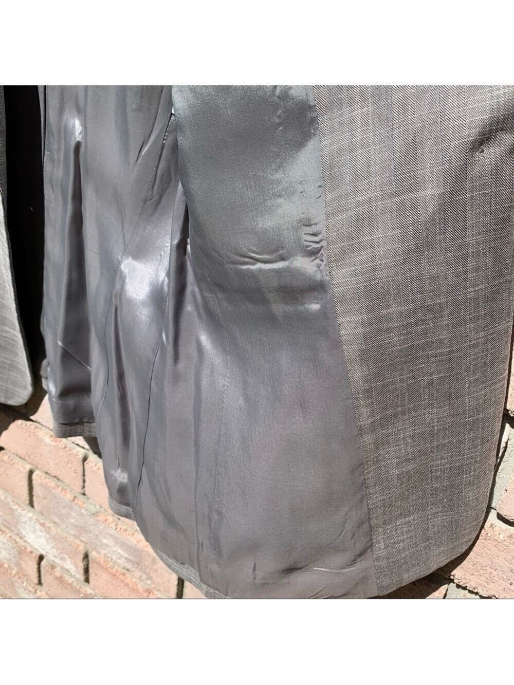 ANTONIO MELANI gray plaid blazer jacket lightweight spring summer neutral fall - Picture 6 of 11